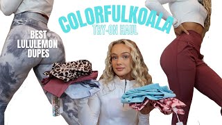 COLORFULKOALA LEGGING TRY ON HAUL amp REVIEW  Best Affordable Lululemon Dupes 2021 [upl. by Lada]