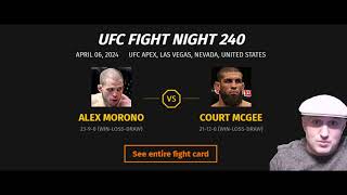 Alex Moreno vs Court McGee Prediction and Bet UFC Fight Night 240 Allen vs Curtis 2 [upl. by Lorianna171]