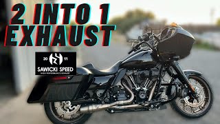 2023 Harley Road Glide ST 2 into 1 Exhaust Install SAWICKI SPEED [upl. by Lemrahs]