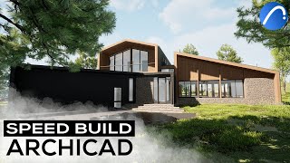 CABIN HOUSE  SPEED BUILD  ARCHICAD 24 [upl. by Fairman]