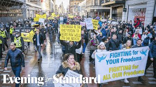 Covid Thousands of antilockdown protesters take to streets of Glasgow in Freedom Rally [upl. by Adin]