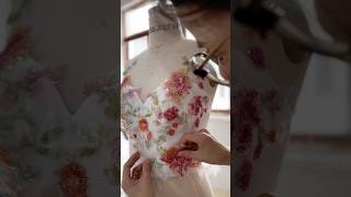 Making a corset floral sequin embroidered midi dress dress gown fashion sewing wedding [upl. by Ainez]