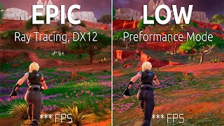 Fortnite  RTX 4060  i5 12400F  Low Performance Mode vs Epic  Ray Tracing [upl. by Iidnarb]