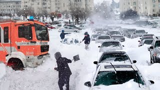 Snow Apocalypse in Germany Streets are covered with Ice hail storm in Reutlingen [upl. by Ragde]