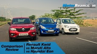 Renault Kwid vs Maruti Alto 800 vs Hyundai Eon  Comparison Review  MotorBeam [upl. by Waterman]