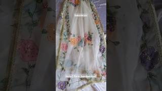 Handpainted organza dupatta by flora  silk painting  easy fabric painting  visit my instagram [upl. by Nelly]