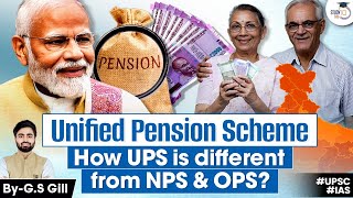 Unified Pension Scheme UPS Explained  How is UPS different from NPS amp OPS  UPSC GS 3 [upl. by Mendelson943]