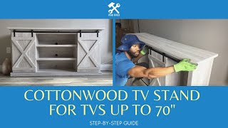 Twin Star Home Cottonwood TV Stand TVs Up to 70quot Sliding Barn Door Assembly  Lorraine Media Console [upl. by Lemon561]