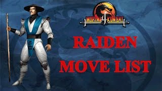 Mortal Kombat 4  Raiden Move List [upl. by Strohl]