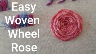 Spider web Woven wheel Wagon wheel stitch Rose tutorial  Hand embroidery for beginners Lesson 31 [upl. by Donal]