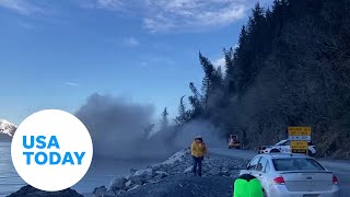 Landslide in Alaska makes road unusable  USA TODAY [upl. by Modeste]