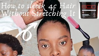 HOW I SLEEK MY 4C NATURAL HAIR INTO A PONYTAIL  In Shrinkage [upl. by Asehr11]