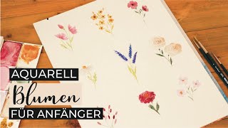 Aquarell Blumen malen für Anfänger  Watercolor Flowers [upl. by Artnoed]