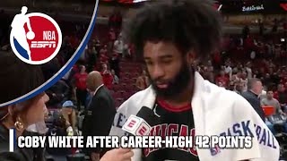 Coby White reacts to a CAREERHIGH NIGHT in the playin 🗣️ IM SO GRATEFUL  NBA on ESPN [upl. by Gladis154]