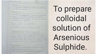 To prepare collodial solution of Arsenious Sulphidepreparation of lyophobic sol [upl. by Hiasi]