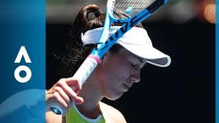 Garbine Muguruzas close call with a line umpire  Australian Open 2018 [upl. by Buroker]