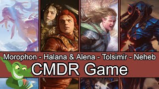 Morophon vs Halana amp Alena vs Tolsimir vs Neheb EDH  CMDR game play for Magic The Gathering [upl. by Trilbee288]