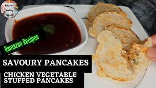 ramazanrecipesteatimesnacks Savoury Pancakes Without Egg  Chicken and Vegetables Stuffed Pancakes [upl. by Lennard108]