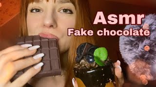 ASMR  fake chocolate and cake eating sounds [upl. by Sirred]