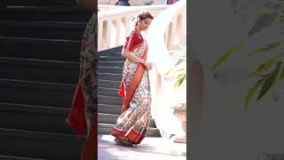 Beautiful OffWhite and Red Shaded Kanchi Ikat Saree  Kancheepuram Varamahalakshmi Silks [upl. by Sulohcin741]