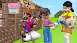 Scary Teacher 3D vs Squid Game Take Care Poor Dog Eat or Drink vs Wooden Door 5 Times Challenge [upl. by Laekcim]