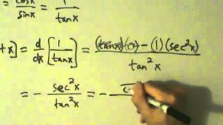 Calculus I  Derivative of Cotangent Function cotx  Proof [upl. by Gustavo]