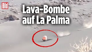 Vulkanausbruch auf La Palma LavaBombe kommt aus dem Krater geschossen [upl. by Paryavi]