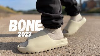 They FINALLY Did It Yeezy Slide BONE 2022 Review amp On Foot [upl. by Nylahsoj73]