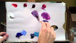 Basic acrylic colour mixing how to mix a perfect purple Part 2 of 2 [upl. by Ahtekal]