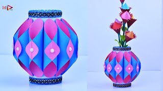 How to Make Paper Flower Pot Easy  Handmade Beautiful Flower Vase at Home  DIY Craft Ideas [upl. by Ul156]