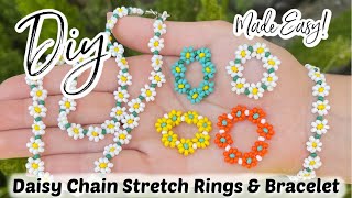 Beading Basics Easy Daisy Chain DIY Seed Bead Rings amp Bracelet [upl. by Mellette278]