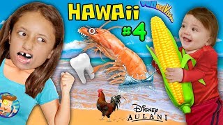 Shrimp Corn amp Loose Tooth YUMMY Hawaii North Shore Beach Fun FUNnel Vision Disney Aulani Tri [upl. by Ahsille]