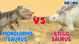 Monolophosaurus vs Stegosaurus  Carnivore Dino vs Herbivore Dino S1E6  SPORE [upl. by Cherlyn643]