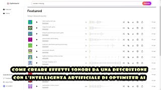 Come creare effetti sonori da una descrizione con lintelligenza artificiale di Optimizer AI [upl. by Alag]