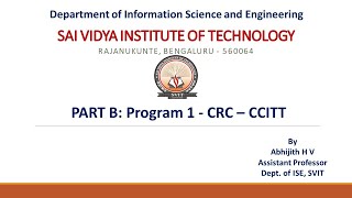 VTU 5th Semester ISECSE Computer Networks Lab CRC CCITT Program [upl. by Savil547]