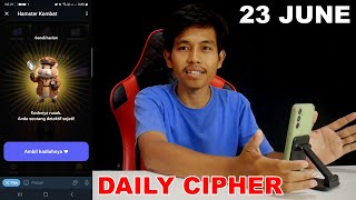 Hamster Kombat Daily Cipher Today 1M Coins 23 June 2024 [upl. by Mirabella]