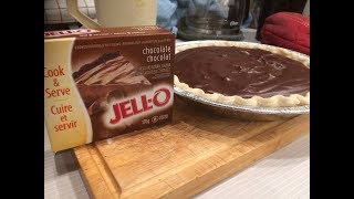 Easy JellO Cooked Chocolate Pudding Pie Directions [upl. by Eidod898]