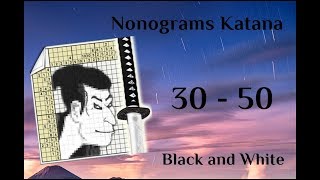 Nonograms Katana  30  50  Black and White  ALL SOLUTIONS [upl. by Nashbar118]