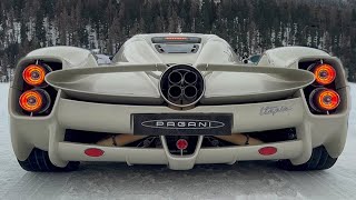 NEW Pagani Utopia in StMoritz on The ICE 2024 Start Up amp Nice V12 Sound [upl. by Sredna]