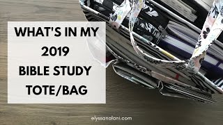 WHATS IN MY 2019 BIBLE STUDY TOTE  BAG [upl. by Ykcaj]