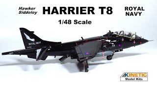 FULL BUILD  ROYAL NAVY HARRIER T8  148 SCALE AIRCRAFT MODEL KIT  Kinetic [upl. by Aicena]