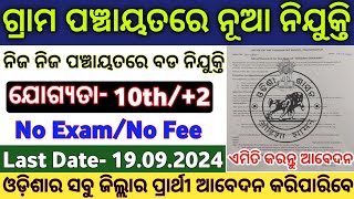 Odisha Panchayat Level Govt Jobs 2024  Odisha Jogana Sahayak Vacancy  Odisha Govt Jobs 2024 [upl. by Eneryt]