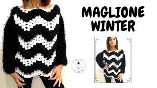 TUTORIAL Maglione Winter uncinettopunto grannylafatatuttofare [upl. by Quartana]