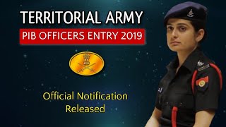 Territorial Army TA PIB Officers Entry  Notification 2019 Written Exam  Eligiblity Procedure [upl. by Copeland]