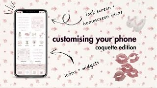 customizing your phone coquette edition  lockscreenswidgetsapp icons  more [upl. by Grete]