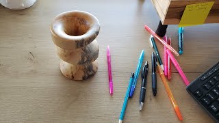 Woodturning  Off Center  Eccentric Pencil Holder [upl. by Danas]