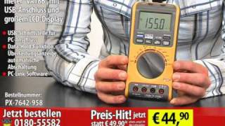 Digitales Multimeter quotVA18Bquot mit USBAnschluss und großem LCDDisplay [upl. by Navanod106]