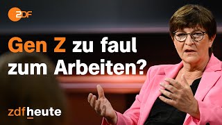 quotEs geht nicht nur ums Geldquot Esken verteidigt Arbeitsmoral der Gen Z  Markus Lanz vom 862023 [upl. by Nitsa]