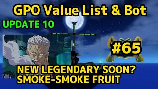 NEW GPO VALUE LIST UPDATE 10 65 NEW LEGENDARY FRUIT COMING SOONSMOKE FRUIT  MORE VALUE ADJUSTMENT [upl. by Chaiken]