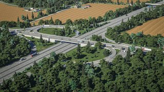 😎 Realistic Partial Cloverleaf in Vanilla Cities Skylines 2 Autobahn Service Interchange Tutorial [upl. by Muriah152]